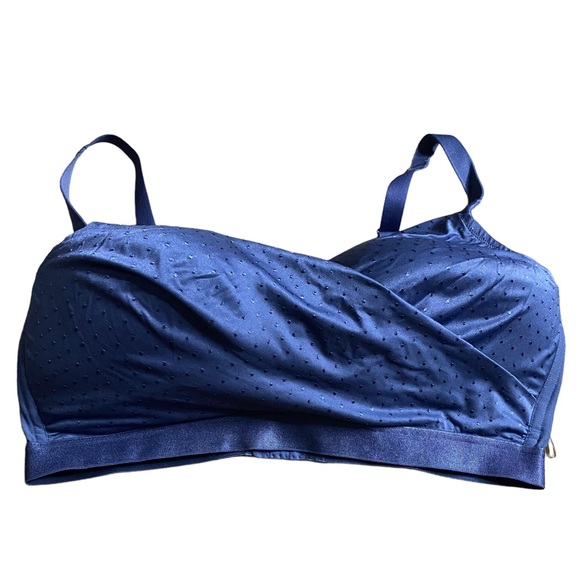 Deesse Lingerie Women's Blue Polka Dot Wireless Bra - Picture 1 of 7